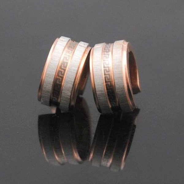 Teófánia nemesacél görög mintás fülbevaló rosegold fazonban