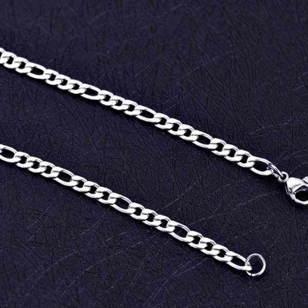 Figaro fazonú nemesacél nyaklánc ezüst fazonban 50 cm 6 mm széles-02