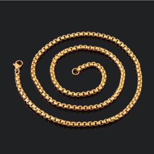 Nemesacél nyaklánc különleges szemzésű 60 cm hosszú 4 mm vastag arany fazonban