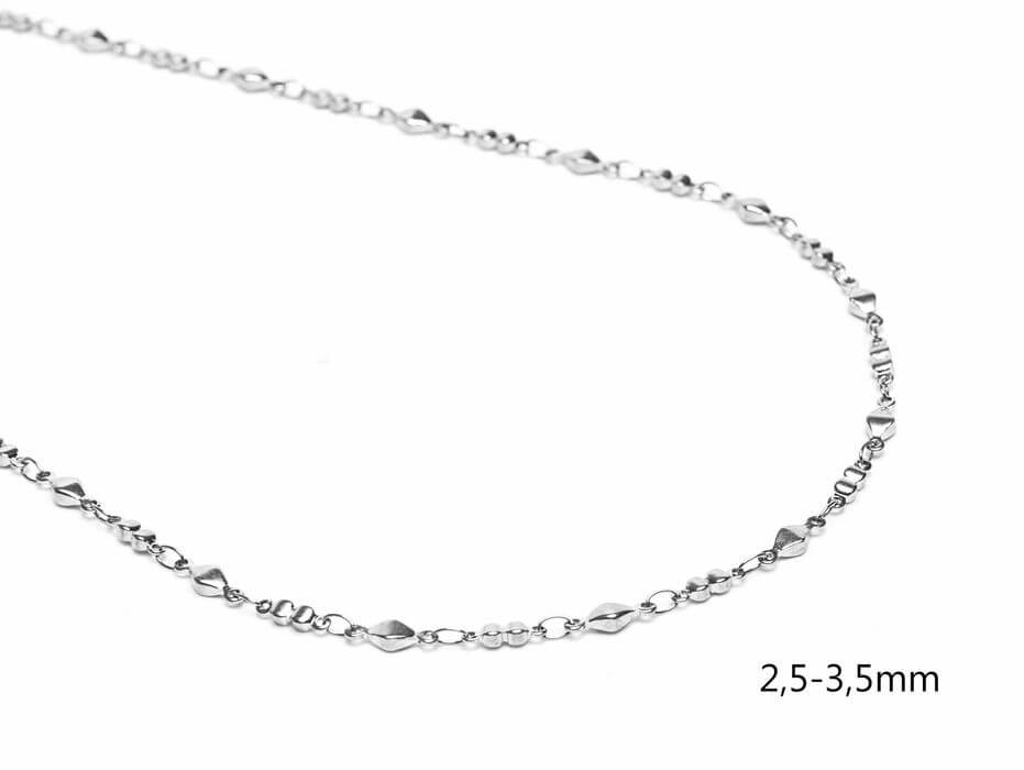 Elegance 2,5-3,5mm Különleges alakú láncszemekből álló nemesacél nyaklánc, ezüst színű női nyaklánc 46 cm-től 76 cm-ig választható 5 cm-ként