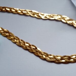 Elegance elegáns különleges fonott mintás nemesacél nyaklánc arany fazonban 11 mm széles 45 cm hosszú plusz a segédlánc 6 cm photo review
